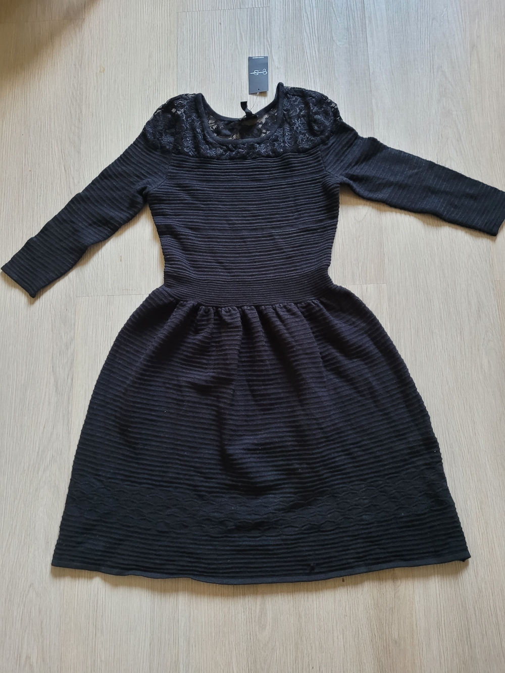 Jessica Simpson Black Lace Yoke Ribbed Fit & Flare Dress for Girls Size: XS